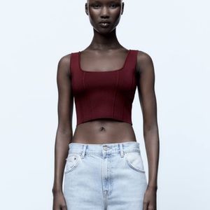 Zara Knit Crop Top Burgundy